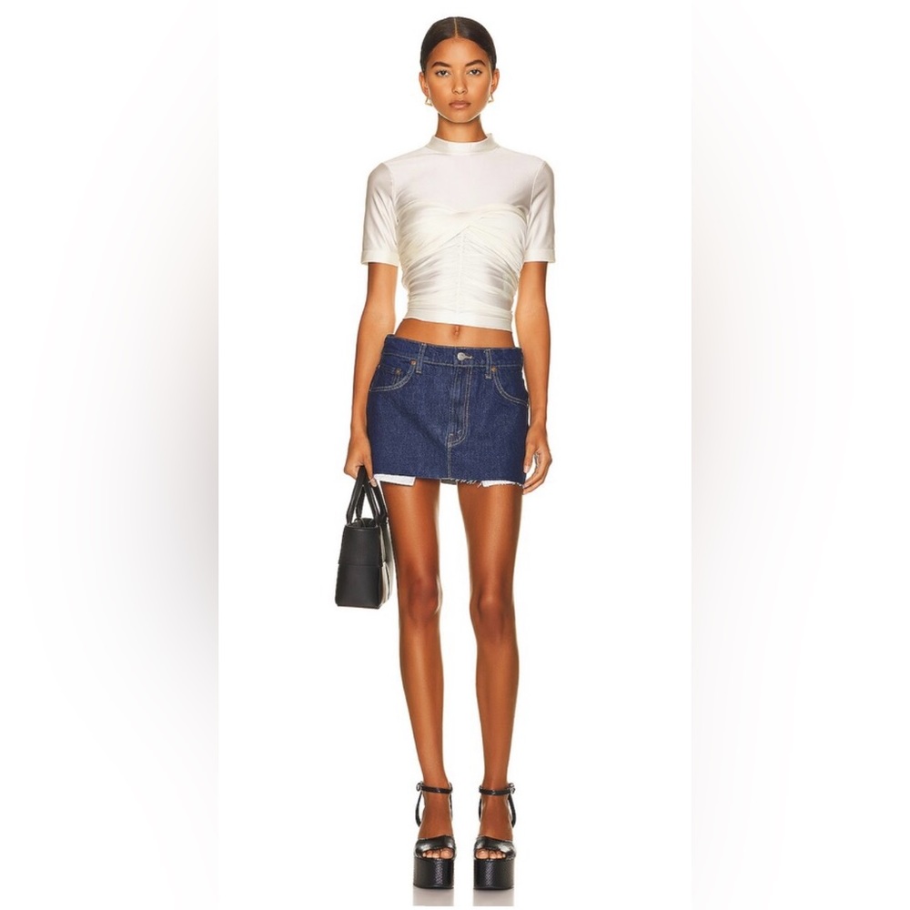 Mother SNACKS! The Fun Dip Micro Cut Skirt in Cold Brew Sz 28 NWT